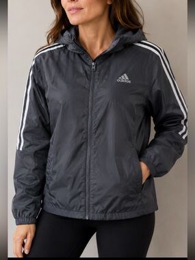 Adidas Women’s M Gray Hooded Windbreaker